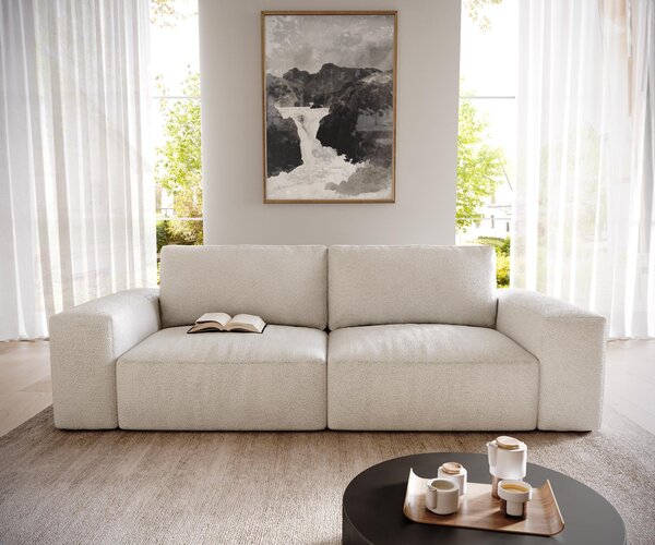 DELIFE Nagy kanapé Lanzo 230x95 cm bouclé krémfehér