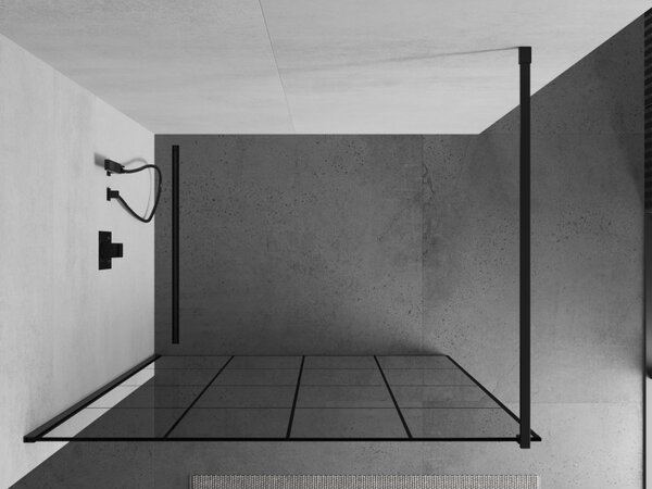 Mexen Kioto zuhanyparaván 130x200 cm 8 mm, fekete profil, üveg fekete mintás 1, 800-130-101-60-77