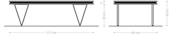 DELIFE Design dohányzóasztal Stonegrace 117x60x25 cm akác természetes pala