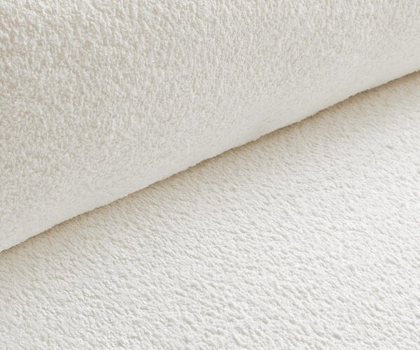 DELIFE Sarokkanapé Lanzo 230x155 cm bouclé krémfehér változtatható rekamié puffal