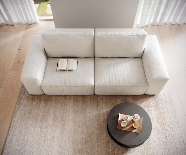 DELIFE Nagy kanapé Lanzo 230x95 cm bouclé krémfehér