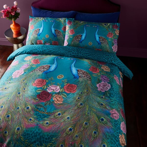 Kékeszöld kétszemélyes pamut-szatén ágyneműhuzat 200x200 cm Xanadu Peacock – Matthew Williamson