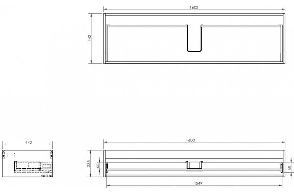 Mexen Box-A, fali szekrény 160 cm, 1 fiók, diófa, 91AX0-1600-235-1-86