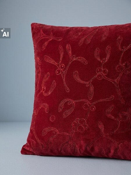 Sinsay - Karácsonyi párnahuzat fagyöngy mintával - kárminvörös
