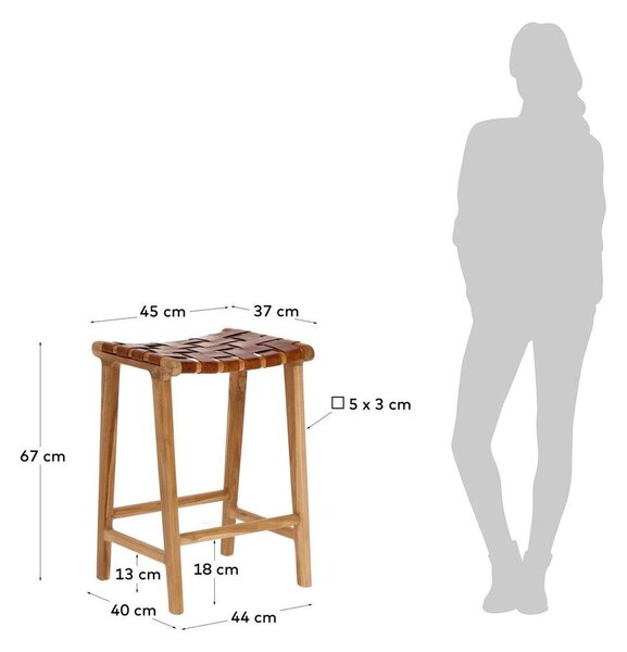 Natúr színű bőrutánzat bárszék (ülésmagasság 67 cm) Calixta – Kave Home