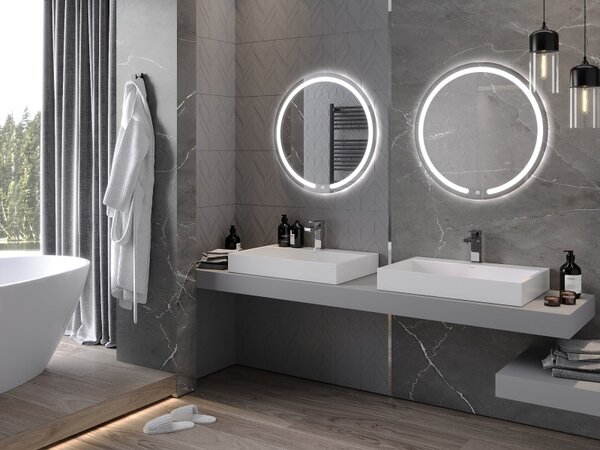 Mexen Rose, LED fürdoszobai tükör háttérvilágítással 70x70 cm, 6000K, páramentes, 9810-070-070-611-00
