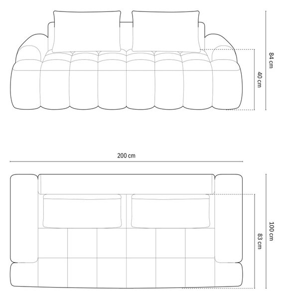Világosbarna bársony kanapé 200 cm Linz – Cosmopolitan Design