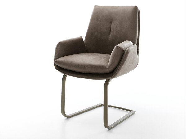 DELIFE Étkezőszék Clea-Flex mikroszálas taupe vintage konzolos lapos láb titán színű felület