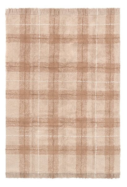 Világos rózsaszín mosható-kézi szövésű pamut szőnyeg 140x190 cm Tartan Rose – Lorena Canals