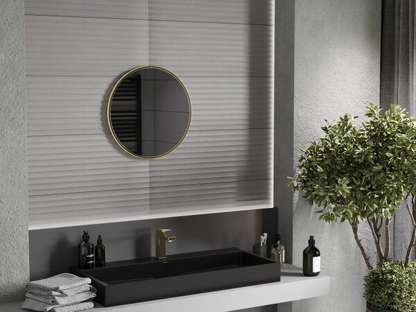 Mexen Loft, kerek fürdőszobai tükör 45 cm, keret színe arany fényes, 9850-045-045-000-50