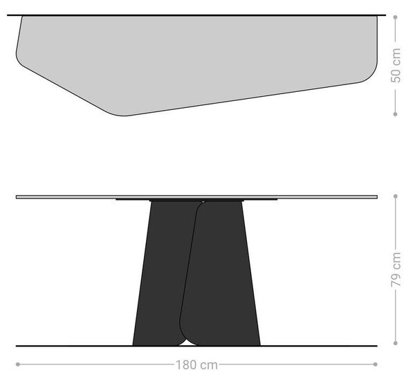 DELIFE Konzolasztal Edge poligonális 180x50 cm Laminam® kerámia Noir Desir barna Livos fém titán effekt finish