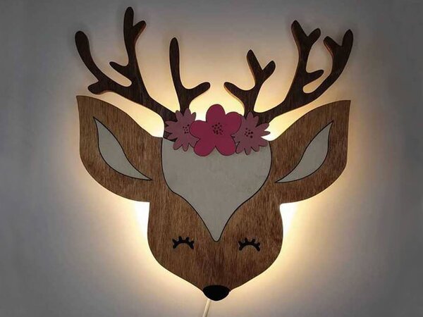 ŐZIKE fa LED gyereklámpa