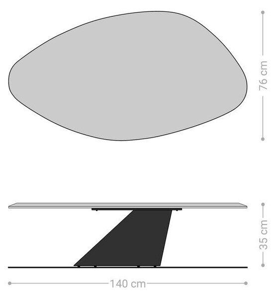 DELIFE Dohányzóasztal Edge organikus 140x76 cm tölgy természetes Flow-Edge kúpos fém fekete