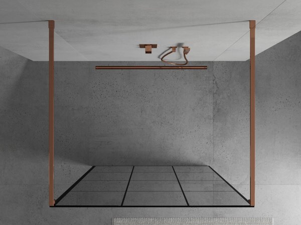 Mexen Kioto, átmenő zuhanyparaván 100 x 200 cm, 8 mm-es üveg átlátszó/fekete mintázattal, 2x rózsaszín arany stabilizáló távtartóval, 800-100-002-60-…