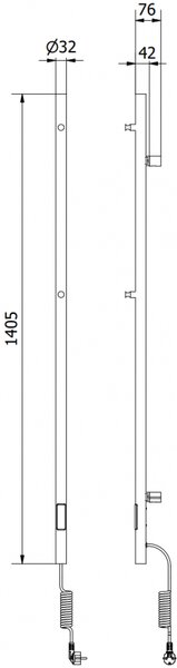 Mexen Pino, elektromos melegítő törölközőtartóval 1405x32 mm, 75 W, fekete, W301-1405-032-00-70