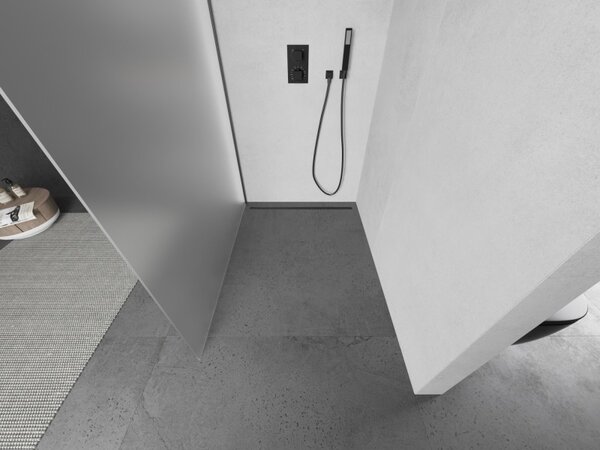 Mexen Kioto, Walk-In zuhany paraván 90 x 200 cm, 8 mm matt üveg, grafit profil, 800-090-101-95-30