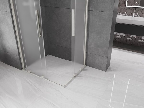 Mexen Velar Duo, zuhanykabin tolóajtóval 100 x 90 cm, 8 mm-es matt üveg, csiszolt acél, 871-100-090-32-97
