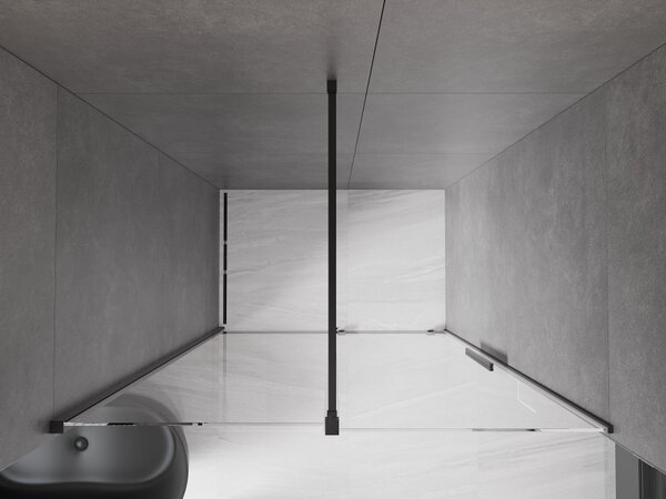 Mexen Velar, nyitható tolóajtó 130x200 cm, 8mm átlátszó üveg, fekete matt, 871-130-000-01-70