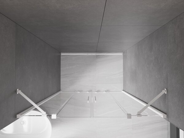 Mexen Velar Duo, nyitható tolóajtó 160x200 cm, 8mm átlátszó üveg, fehér, 871-160-000-02-20