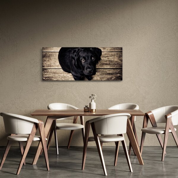 Egy fekete kiskutya képe (120x50 cm)