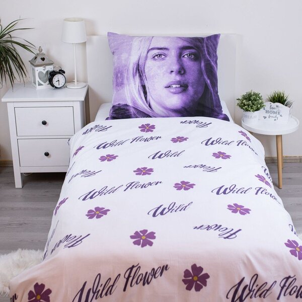 Lila egyszemélyes pamut gyerek ágyneműhuzat 200x140 cm Billie Eilish – Jerry Fabrics