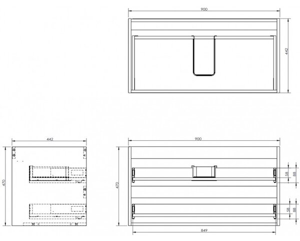 Mexen Box-A, fali szekrény 90 cm, 2 fiók, matt fehér, 91AX0-0900-470-2-01