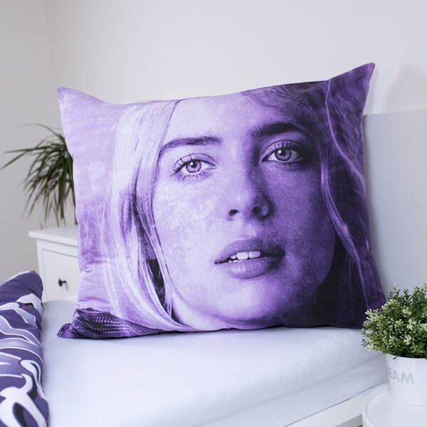 Lila egyszemélyes pamut gyerek ágyneműhuzat 200x140 cm Billie Eilish – Jerry Fabrics