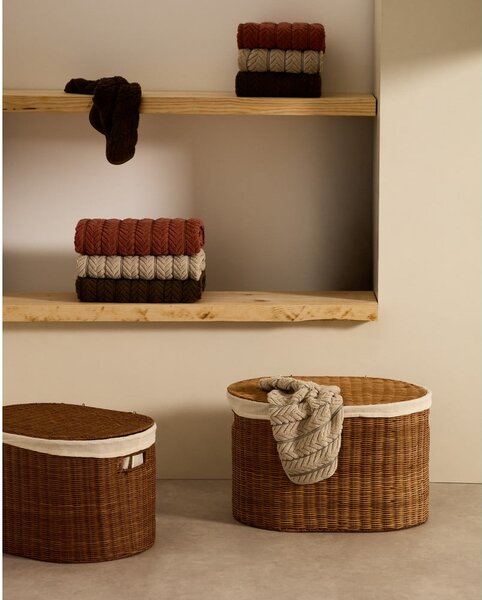 Rattan tárolókosár szett 2 db-os 50x36x32 cm Indali – Kave Home