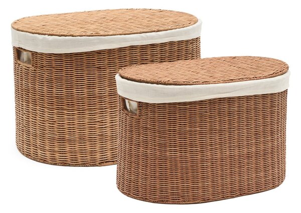 Rattan tárolókosár szett 2 db-os 50x36x32 cm Indali – Kave Home
