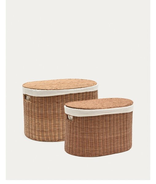 Rattan tárolókosár szett 2 db-os 50x36x32 cm Indali – Kave Home