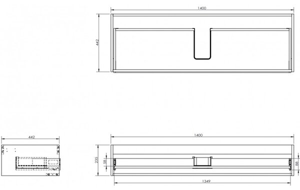 Mexen Box-A, fali szekrény, 140 cm, 1 fiók, matt fehér, 91AX0-1400-235-1-01