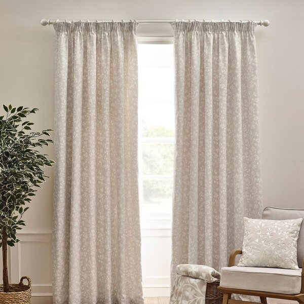 Bézs függöny szett 2 db-os 168x183 cm Brooke Floral – Catherine Lansfield