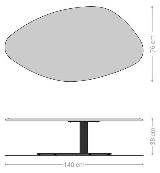 DELIFE Dohányzóasztal Edge organikus 140x76 cm tölgy természetes Flow-Edge Vibany fém fekete