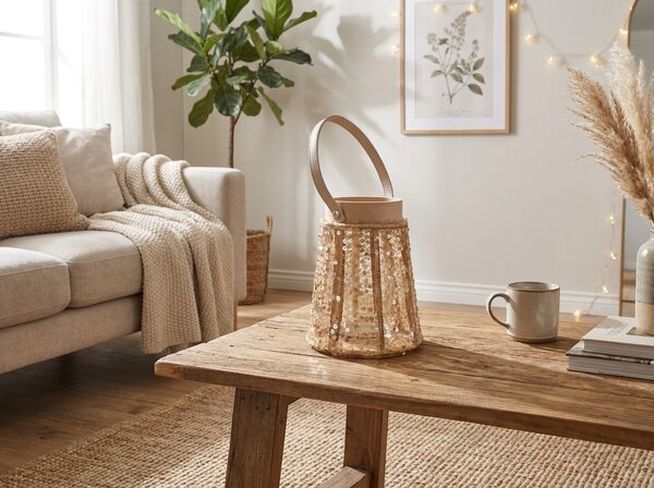 Lámpás flitterekkel CONE GLAM 26 cm, természetes