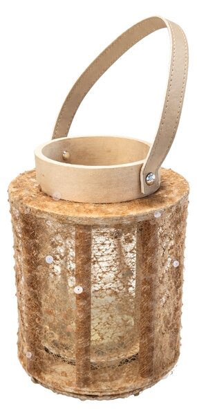 Lámpás flitterekkel NATUR GLAM 21 cm, természetes