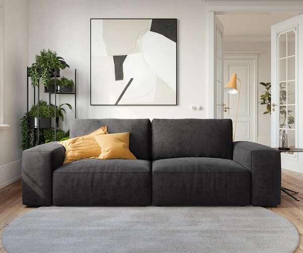DELIFE Nagy kanapé Lanzo 230x95 cm mikroszálas fekete