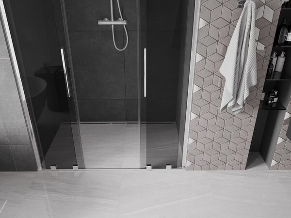 Mexen Velar Duo, tolózuhanyajtó nyitáshoz 140 cm, 8mm szürke üveg, króm, 871-140-000-42-01