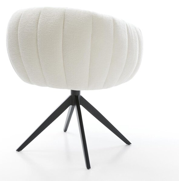 DELIFE Étkezőszék Jada-Flex bouclé puha bézs kereszt láb széles fekete 360° forgatható billenő zsákrugó