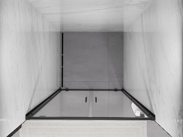 Mexen Exo, duplaszárnyú zuhanyajtó 70x200 cm, 6mm átlátszó üveg, fekete profil, 8182-070-000-70-00