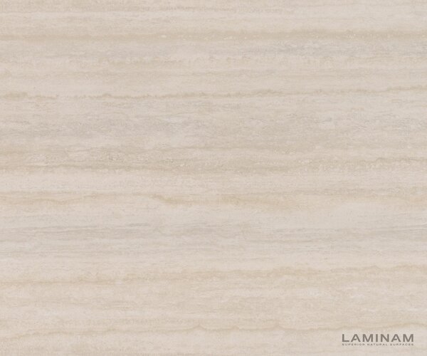 DELIFE Konzolasztal Edge hajóformájú 140x40 cm Laminam® Travertino Bianco krémfehér Velio fém titán színű hatású