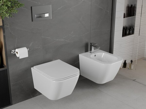 Mexen Madox, Perem nélküli fali WC csésze 515x365x350 mm, lassan eső SLIM ülőke duroplasztból, fehér, 30154000