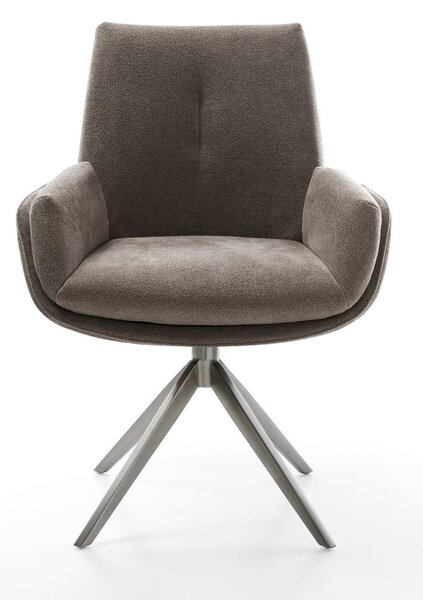DELIFE Étkezőszék Clea-Flex strukturált szövet puha taupe széles grafit kereszt láb 360° forgatható billenő funkció