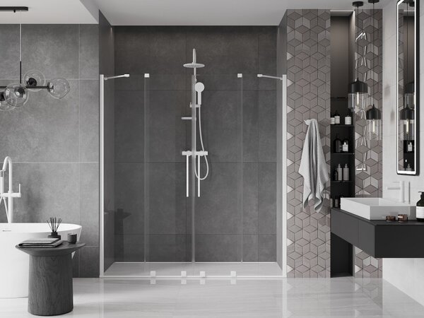 Mexen Velar Duo, nyitható tolóajtó 170x200 cm, 8mm átlátszó üveg, fehér, 871-170-000-02-20