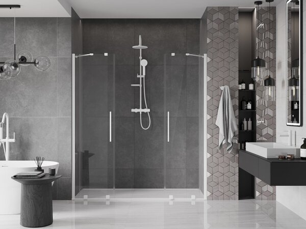 Mexen Velar Duo, nyitható tolóajtó 170x200 cm, 8mm átlátszó üveg, fehér, 871-170-000-02-20