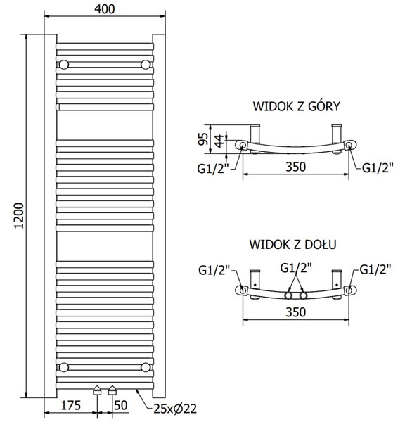 Mexen Ares, fűtőelem 1200x400 mm, 349 W, króm, W102-1200-400-00-01