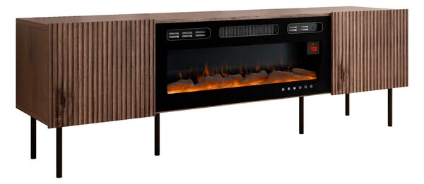 TV-állvány Fama II, Laminált forgácslap, Közepes sűrűségű farostlemez, 58x181x42cm, Dió, Fekete