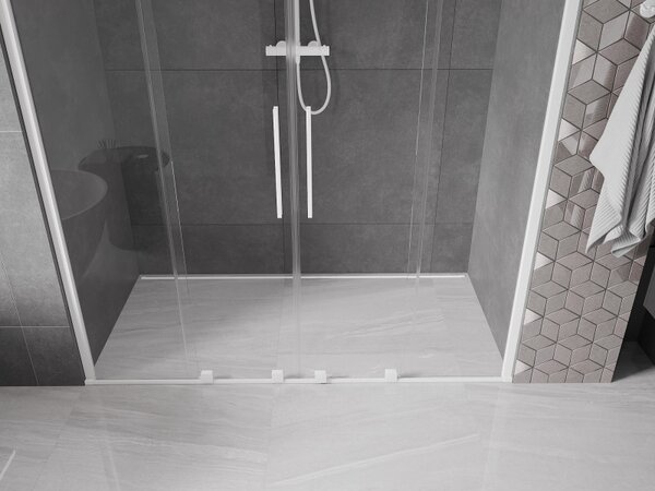 Mexen Velar Duo, nyitható tolóajtó 170x200 cm, 8mm átlátszó üveg, fehér, 871-170-000-02-20