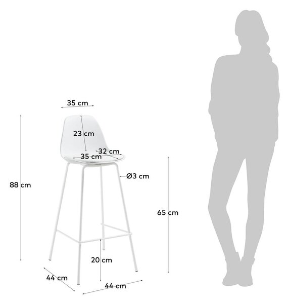 Fehér bárszék (ülésmagasság 65 cm) Brighter – Kave Home