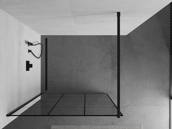 Mexen Kioto zuhanyparaván 100x200 cm 8 mm, fekete profil, üveg fekete mintás 1, 800-100-101-70-77