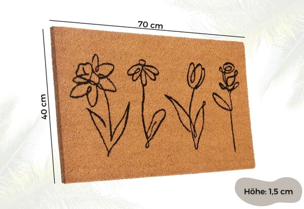 Kókuszrost lábtörlő 40x70 cm Wildflowers – Hanse Home
